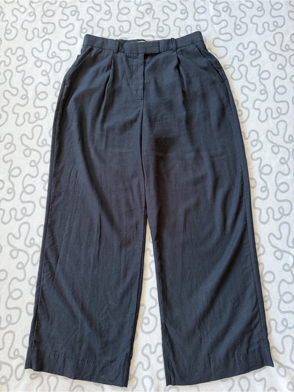 Abercrombie & Fitch Black Linen Blend Wide Leg Trouser
